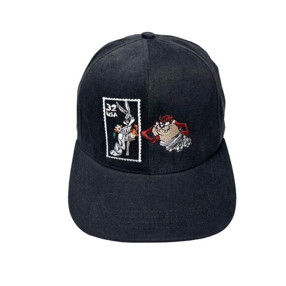 Vintage Looney Tunes Hat SnapBack Stamp Collection Bugs Bunny Taz Cap 90s - Picture 1 of 9